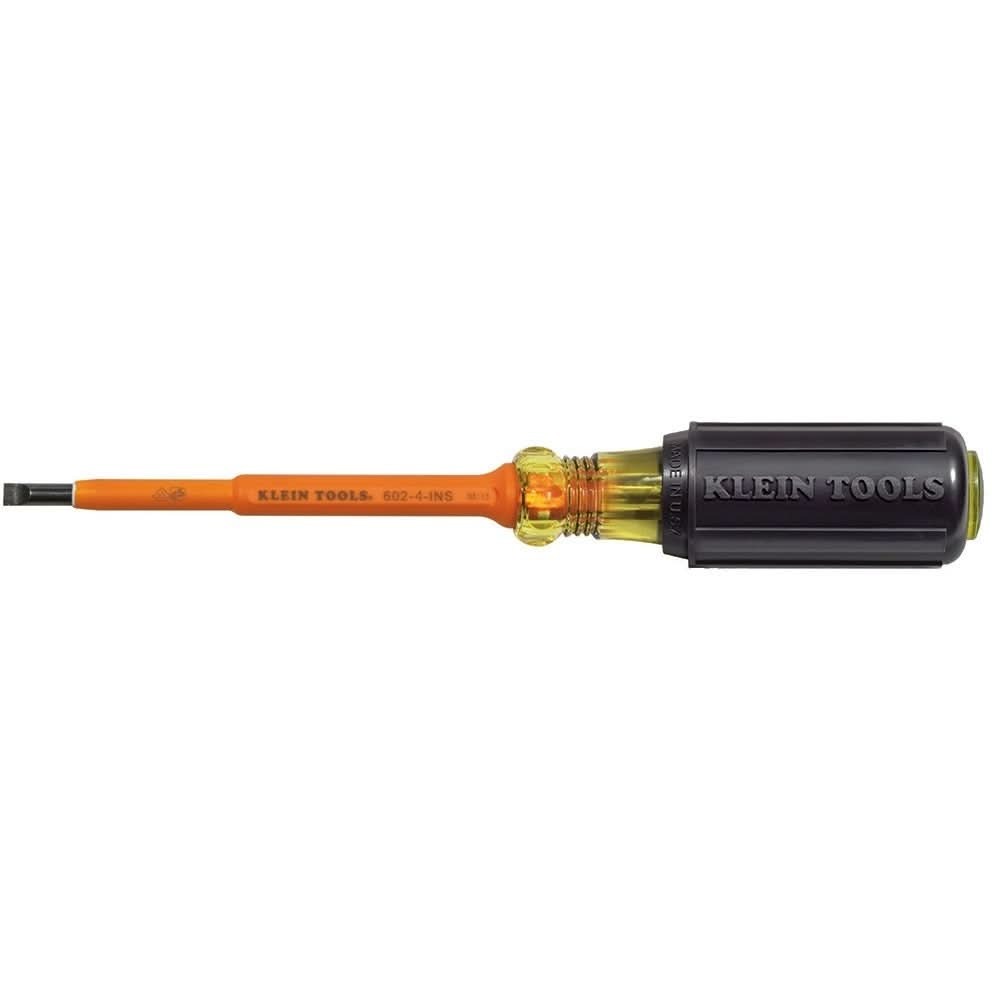 Klein 601-4-INS Insulated 3/16" Cabinet-Tip 4" Round-Shank Screwdriver