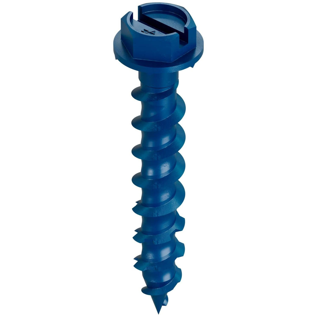 Simpson Strong-Tie TNT18114HB Titen Turbo, 3/16-in. x 1-1/4-in. Hex-Head Concrete and Masonry Screw, Blue, 3000-Pack