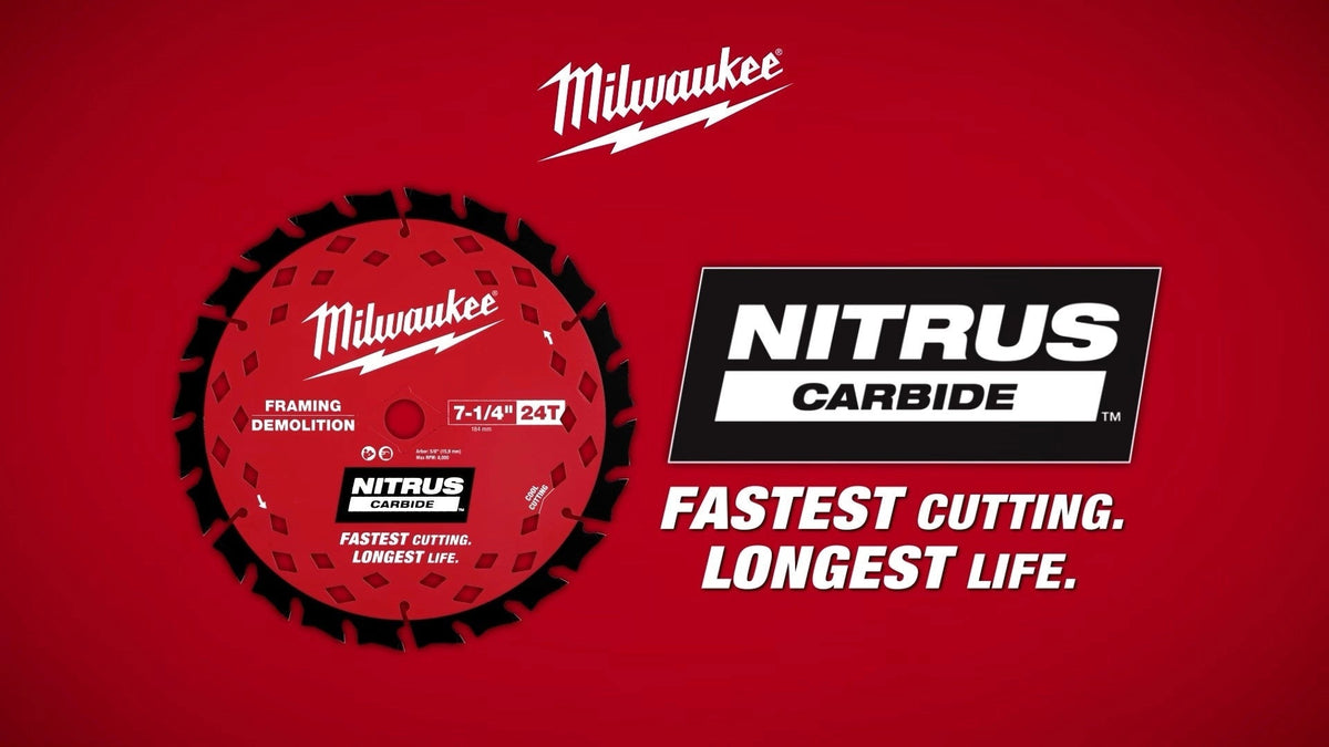 Milwaukee 7-1/4-in. 24-Tooth NITRUS Carbide Framing & Demolition Circular Saw Blade, 10-Pack (48-41-0750)