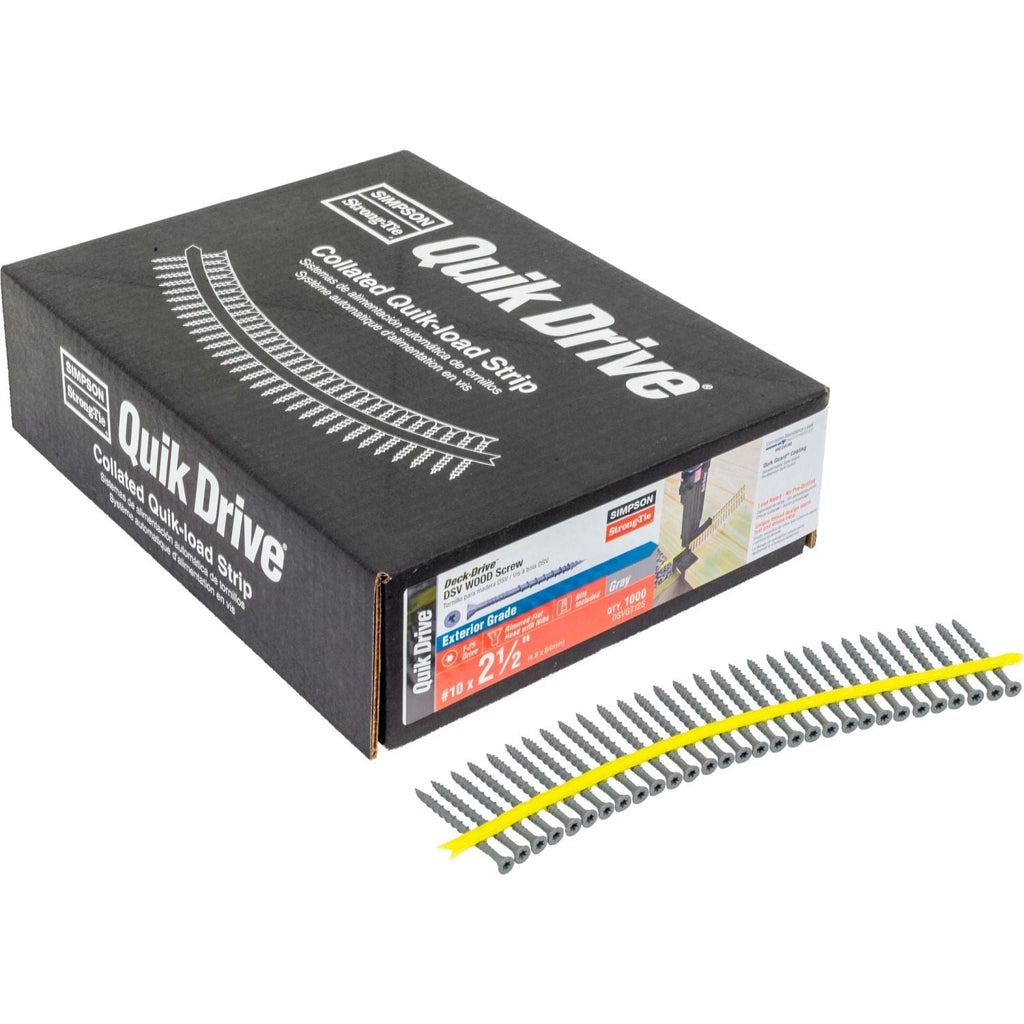 Simpson Strong-Tie DSVG212S Deck-Drive DSV WOOD Screw (Collated), #10 x 2-1/2-in. T25 6-Lobe, Gray, 1000-Pack