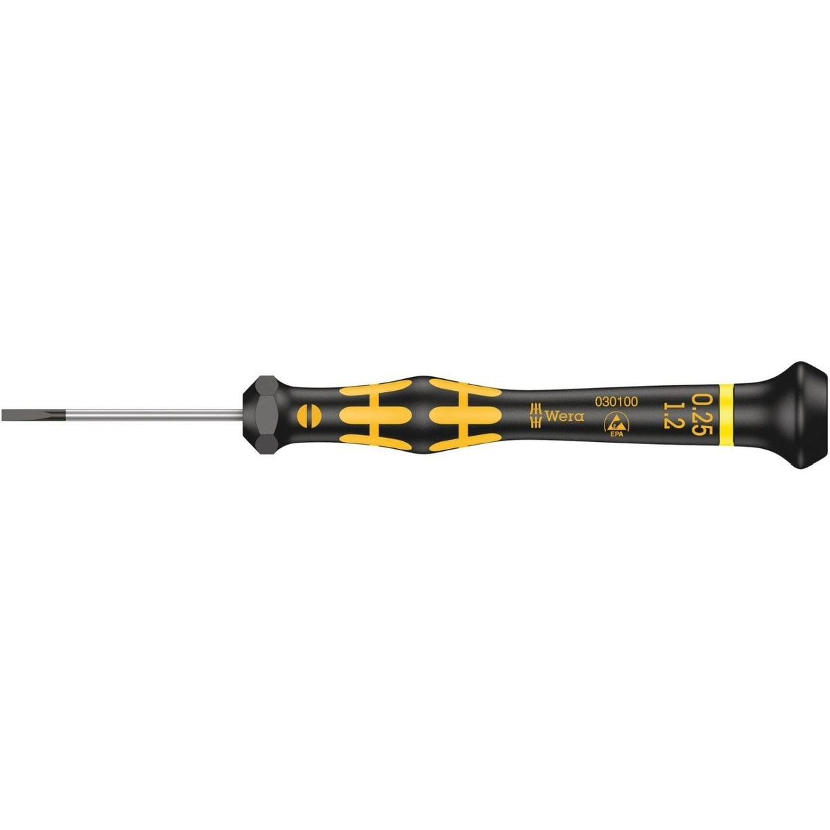 Wera 1578 A Esd Kraftform Micro Screwdriver For Slotted Screws, 0.25x1.2x40-mm.