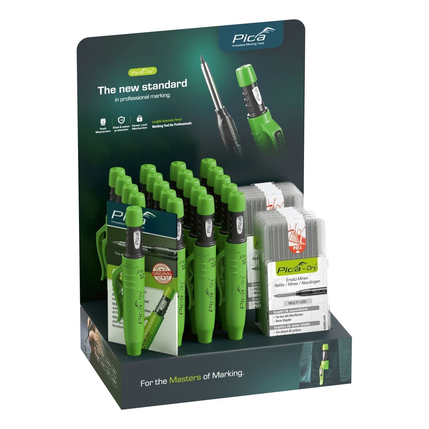 Pica 3021 Dry Pencil w/ Quiver Holder, 30-Pack