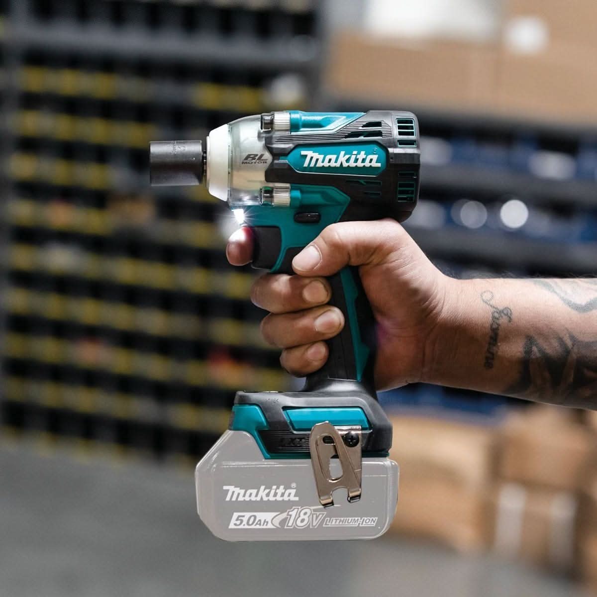 Makita XWT16Z 18V LXT Lithium-Ion Brushless Cordless 4-Speed 3/8" Sq. Drive Impact Wrench w/ Friction Ring Anvil, Tool Only
