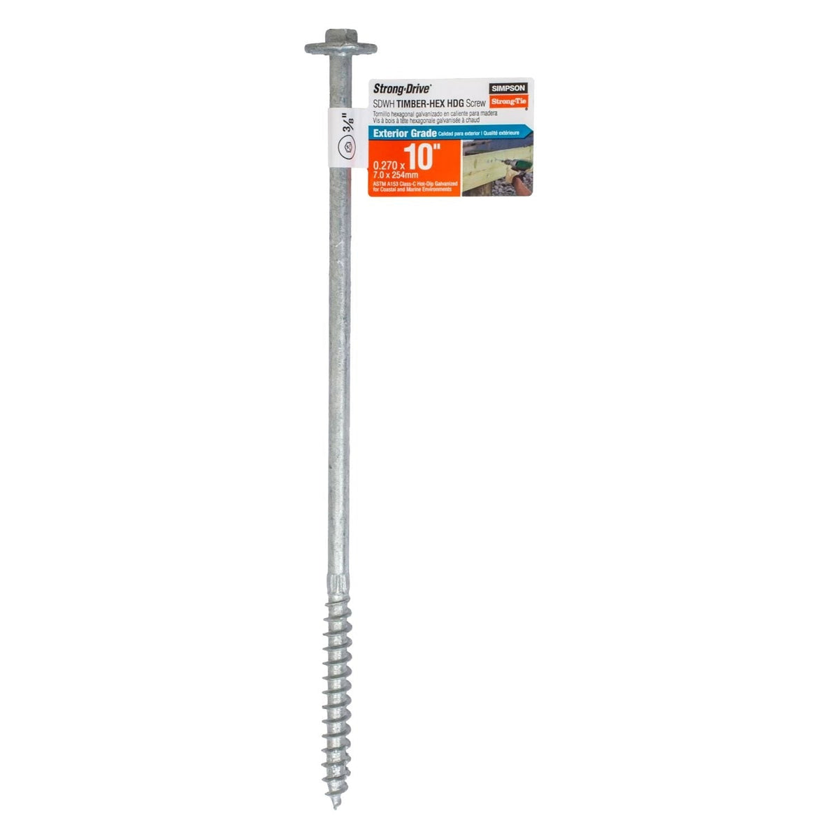 Simpson Strong-Tie SDWH271000G-RP1 Strong-Drive SDWH TIMBER-HEX HDG Screw, 0.276-in. x 10-in. 3/8 Hex