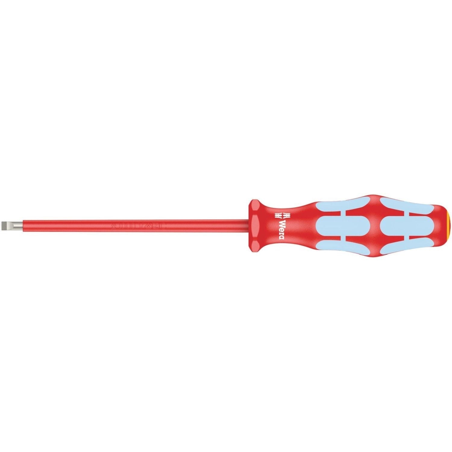 Wera 3160 I VDE Insulated Screwdriver For Slotted Screws, Stainless, 0.6x3.5x100-mm.