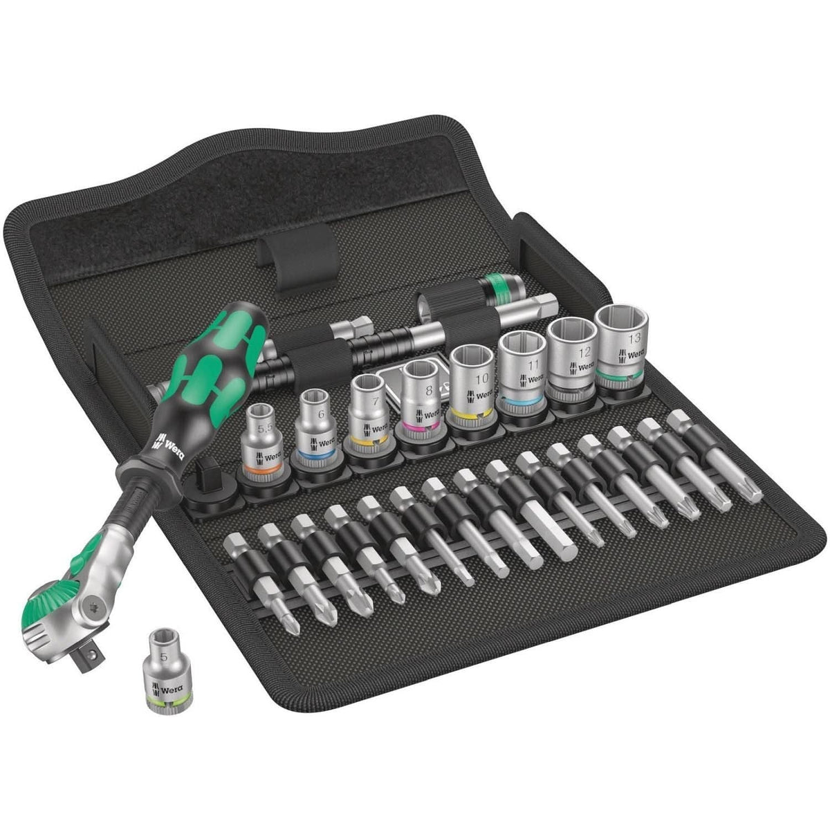 Wera 8100 Sa 6 Zyklop Speed Ratchet Set, 1/4-in. Drive, Metric, 28-Pieces