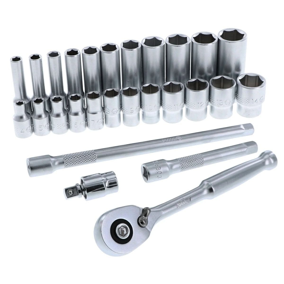 Wiha 33395 27-Piece 1/4" Drive Metric Professional Socket Set