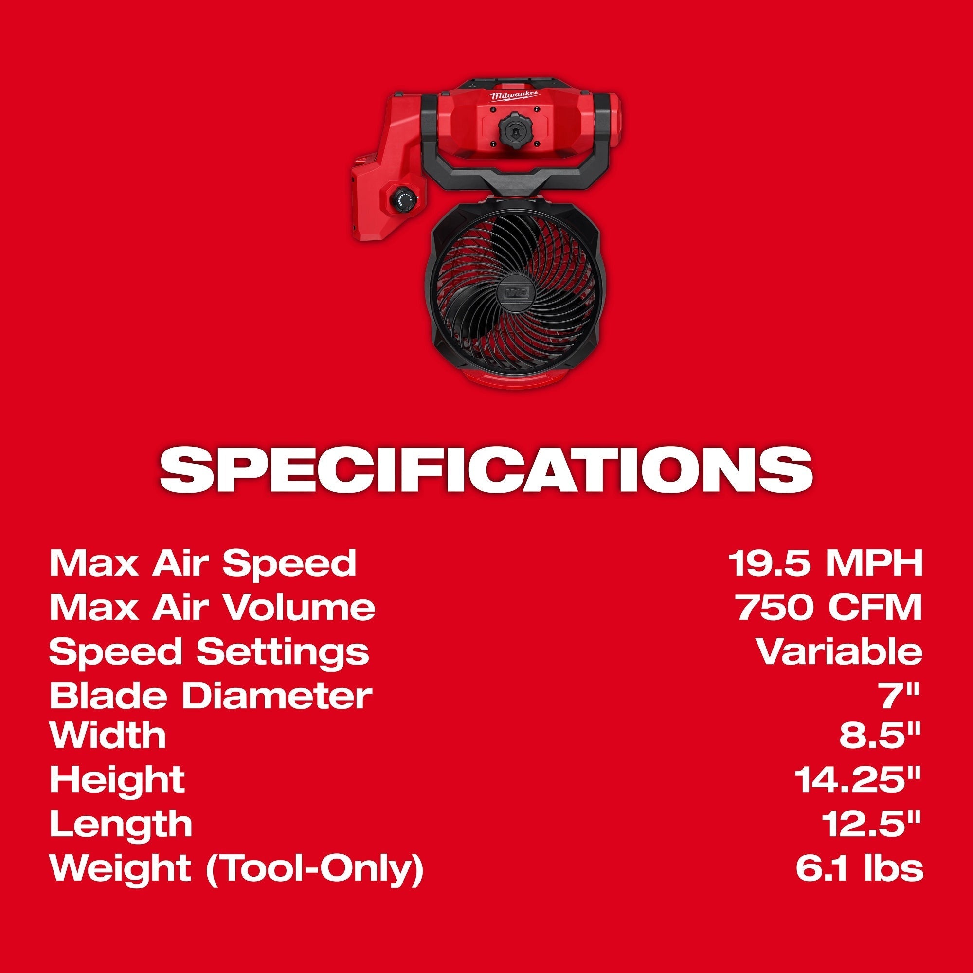 Milwaukee 0817-20 M18 Brushless Scissor Lift Fan, Tool Only