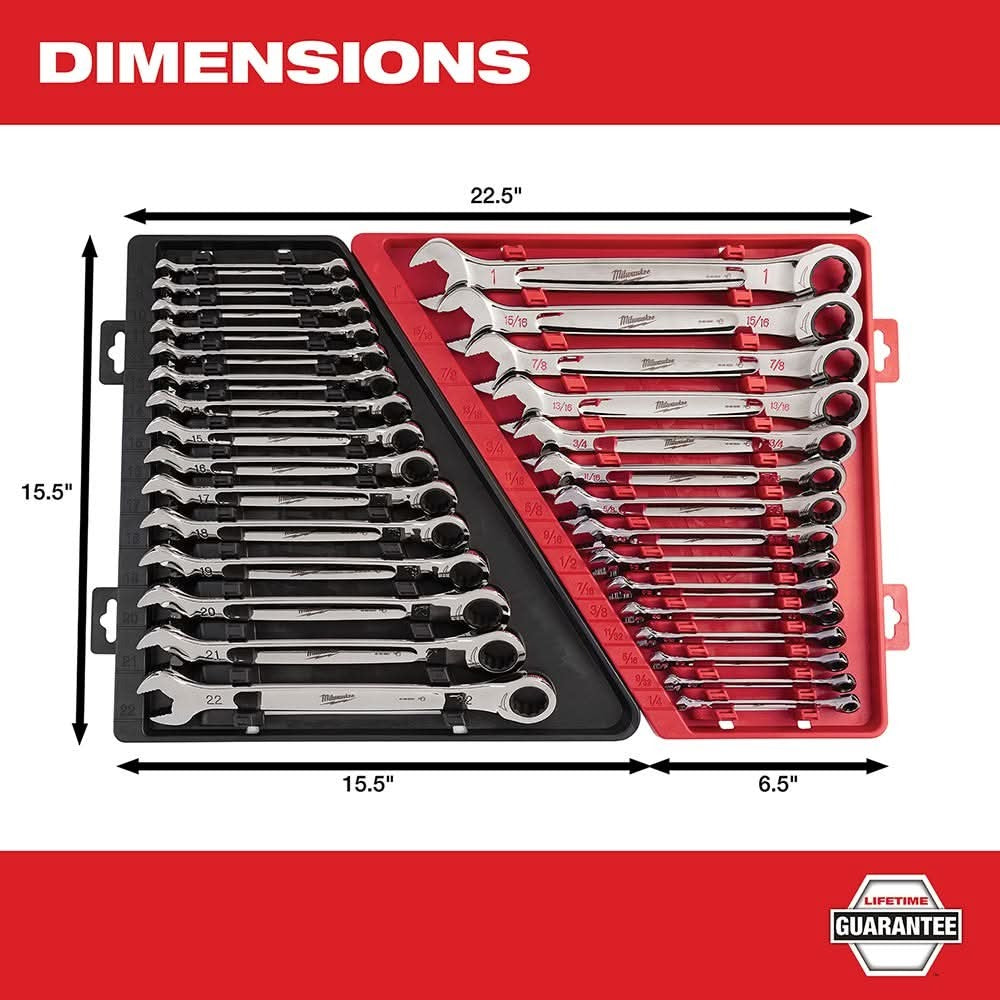 Milwaukee 48-22-9416 15-Piece Ratcheting Combination SAE Wrench Set