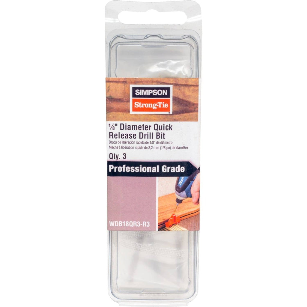 Simpson Strong-Tie WDB18QR3-R3 EB-TY 1/8-in. x 3-in. Quick-Release Wood Drill Bit, 3-Pack
