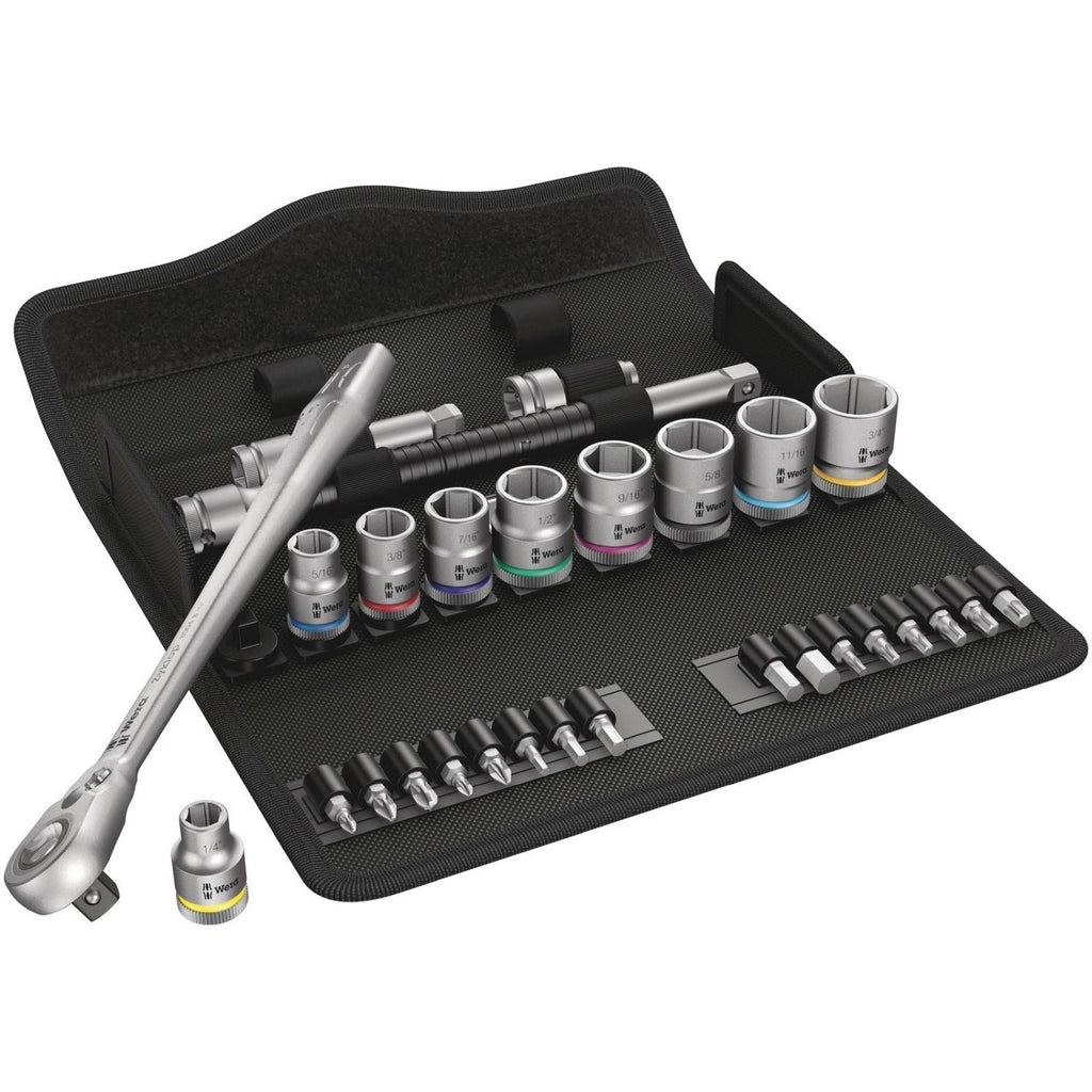 Wera 8100 SB 11 Zyklop Metal Ratchet Set With Switch Lever, 3/8-in. Drive, Imperial, 29-Pieces