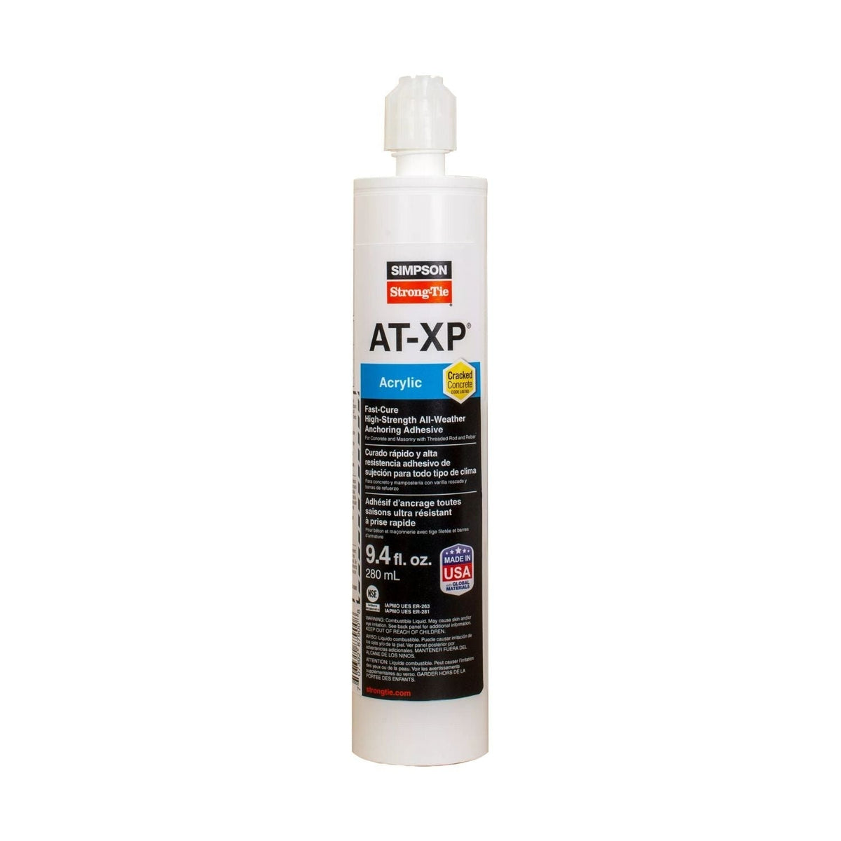 Simpson Strong-Tie AT-XP10 AT-XP 9.4-oz. High-Strength Acrylic Anchoring Adhesive Cartridge w/ Nozzle