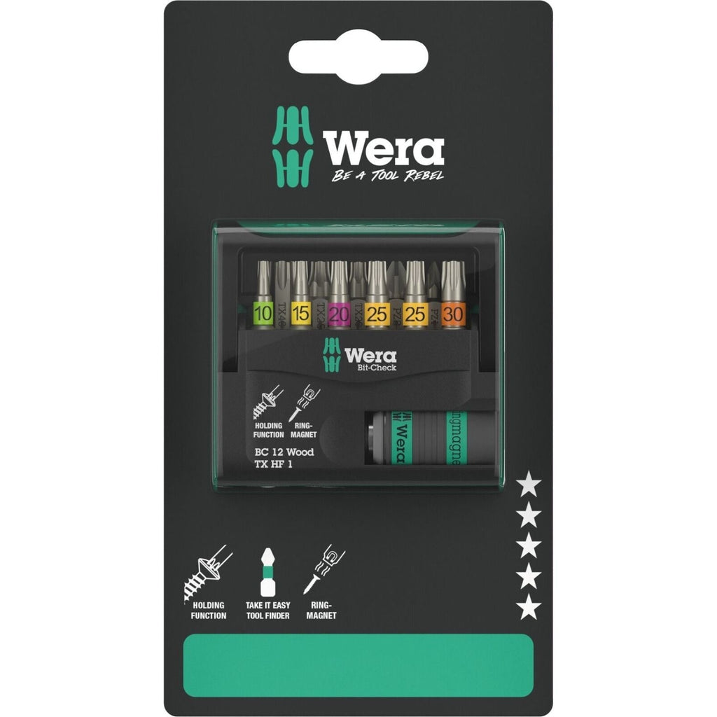 Wera Bit-Check 12 Wood Torx Hf 1 SB, 12-Pieces