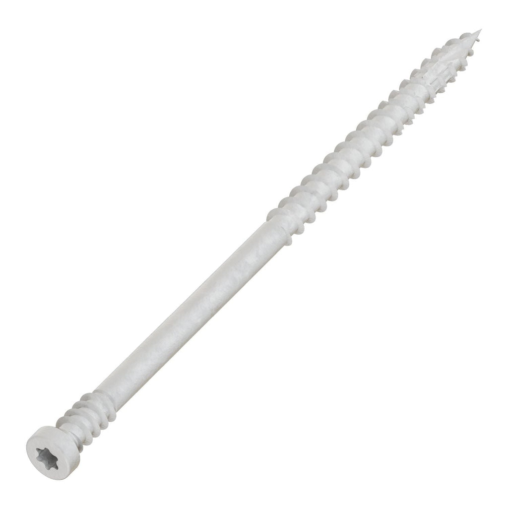 Simpson Strong-Tie FT07300R100W Finish Trim Screw, #7 x 3-in. T10, Trim-Head, Quik Guard, White, 100-Pack