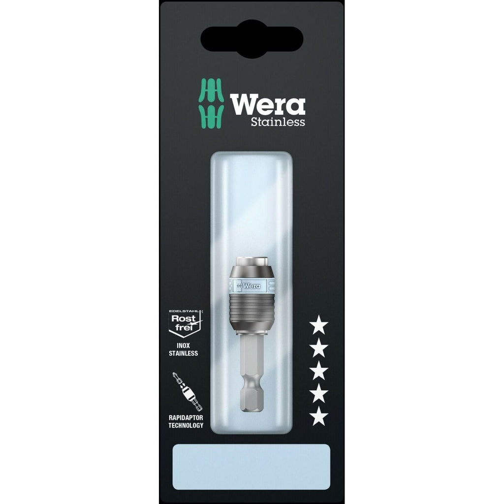 Wera 3888/4/1 K SB Rapidaptor Universal Bit Holder, Stainless, 1/4-in.x50-mm.