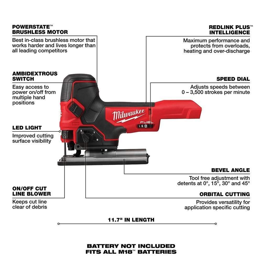 Milwaukee 2737B-20 M18 FUEL Barrel Grip Jig Saw, Tool Only (PROMO)