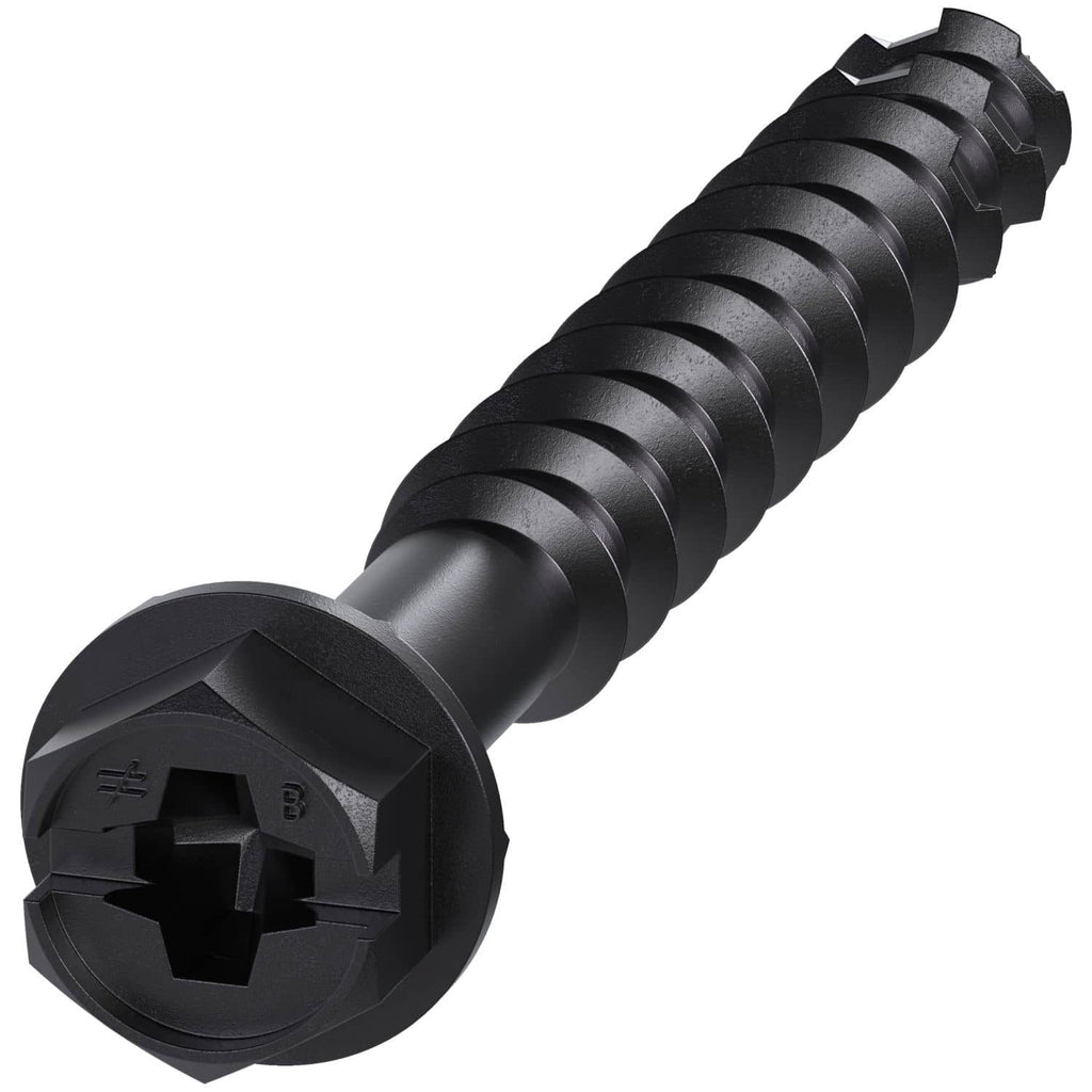 Simpson Strong-Tie TNTBL25214H Titen Turbo, 1/4-in. x 2-1/4-in. Hex-Head Concrete and Masonry Screw, Black, 100-Pack