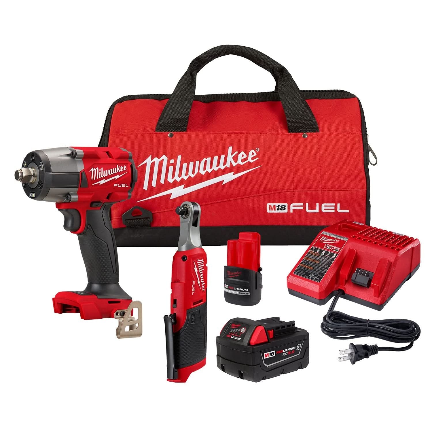 Milwaukee 3890-22 M18 FUEL Impact Wrench & M12 FUEL Ratchet 2-Tool Combo Kit