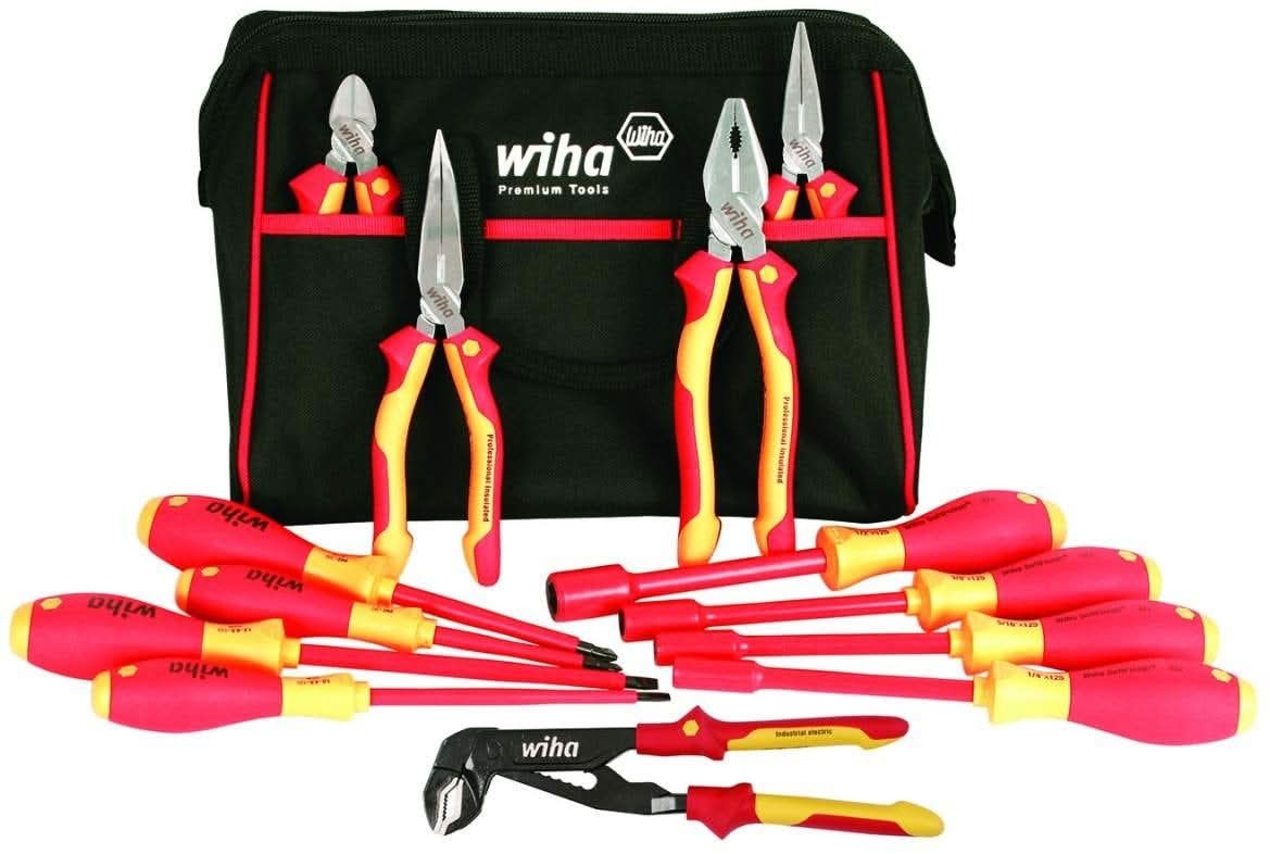 Wiha 32894 Insulated Pliers, Cutter, Screwdrivers, and Nut Drivers 13 Piece Set