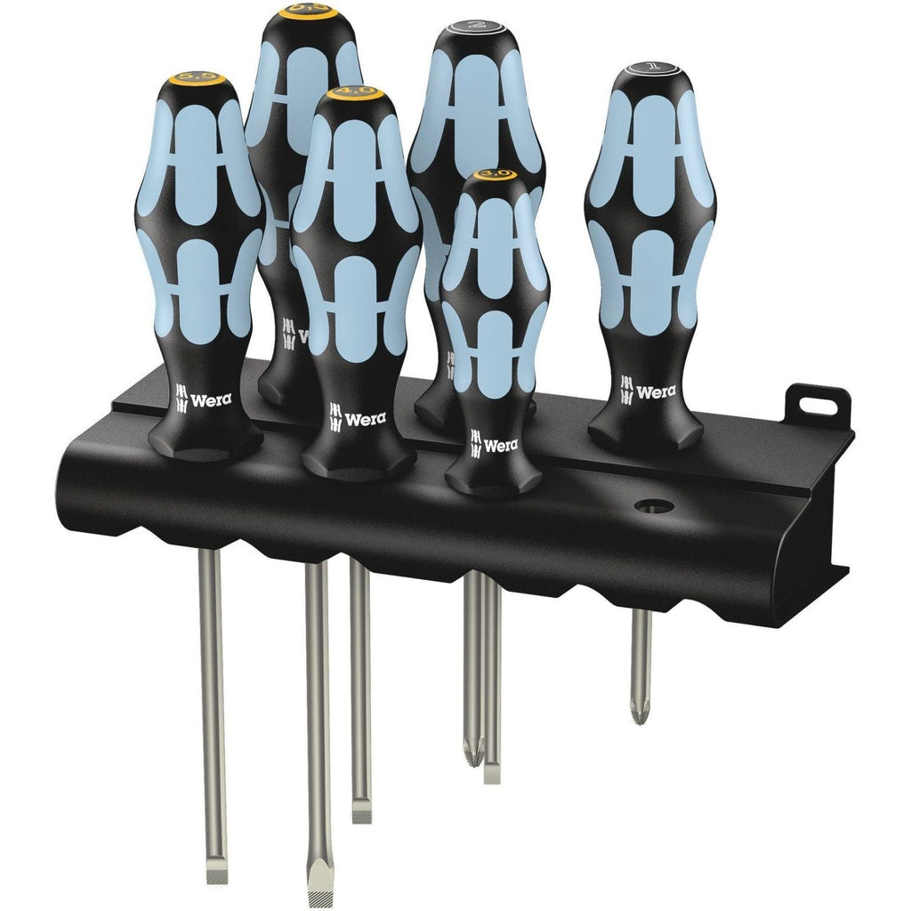 Wera 3334/3355/6 Screwdriver Set, Stainless And Rack, 6-Pieces
