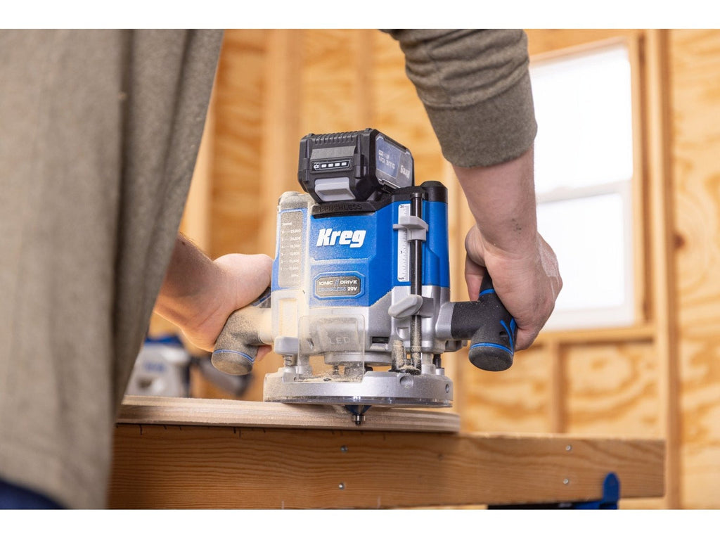 Kreg 20V Cordless Ionic Drive 2 -1/4 Horsepower Plunge Router 4.0Ah Kit (KPTBPR225B)