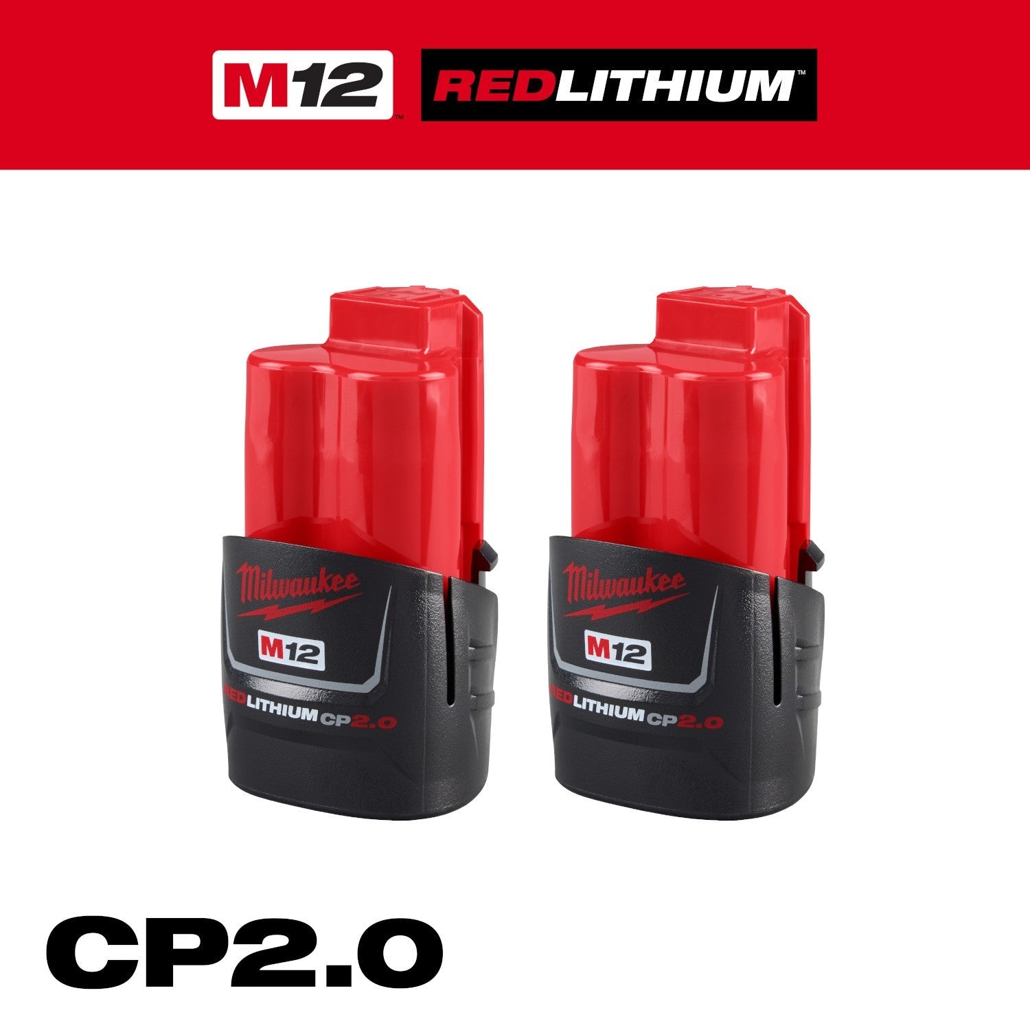 Milwaukee 48-11-2422 M12 REDLITHIUM CP2.0 Battery , 2-Pack