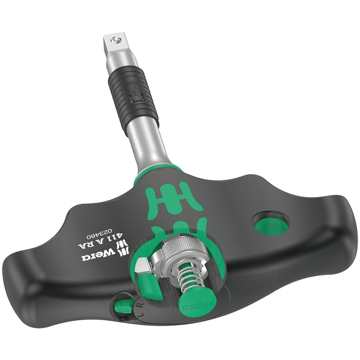 Wera 411 A Ra T-Handle Adapter Screwdriver With Ratchet Function, 1/4-in., 1/4-in.x45-mm.