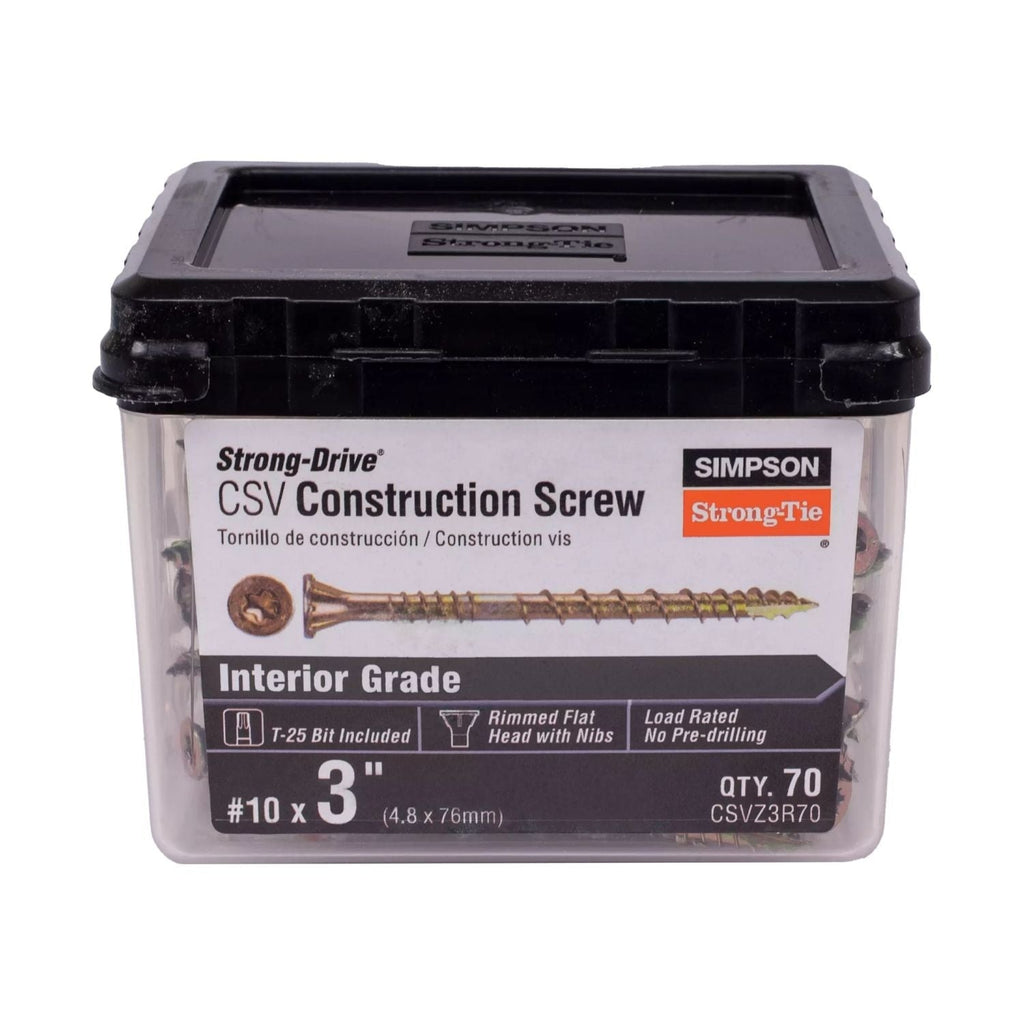 Simpson Strong-Tie CSVZ3R70 Strong-Drive CSV Construction Screw, #10 x 3-in. T25, Flat Head, Yellow Zinc, 70-Pack