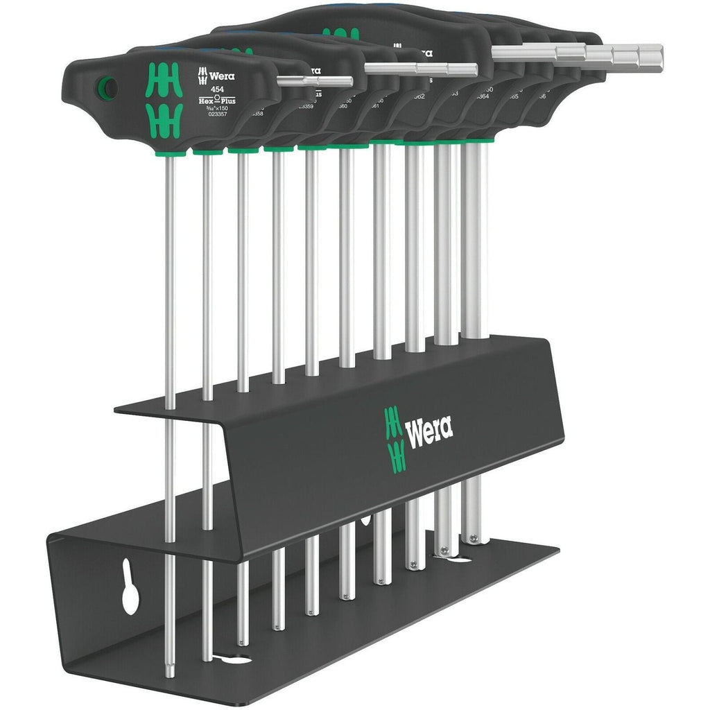 Wera 454/10 Hf Set Imperial 2 Screwdriver Set T-Handle Hex-Plus Screwdrivers With Holding Function, Imperial, 10-Pieces