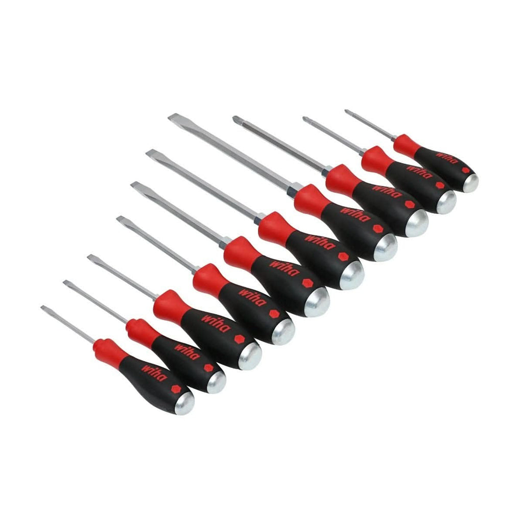 Wiha 53180 10-Piece SoftFinish Extra Heavy-Duty Cushion Grip Screwdriver Set