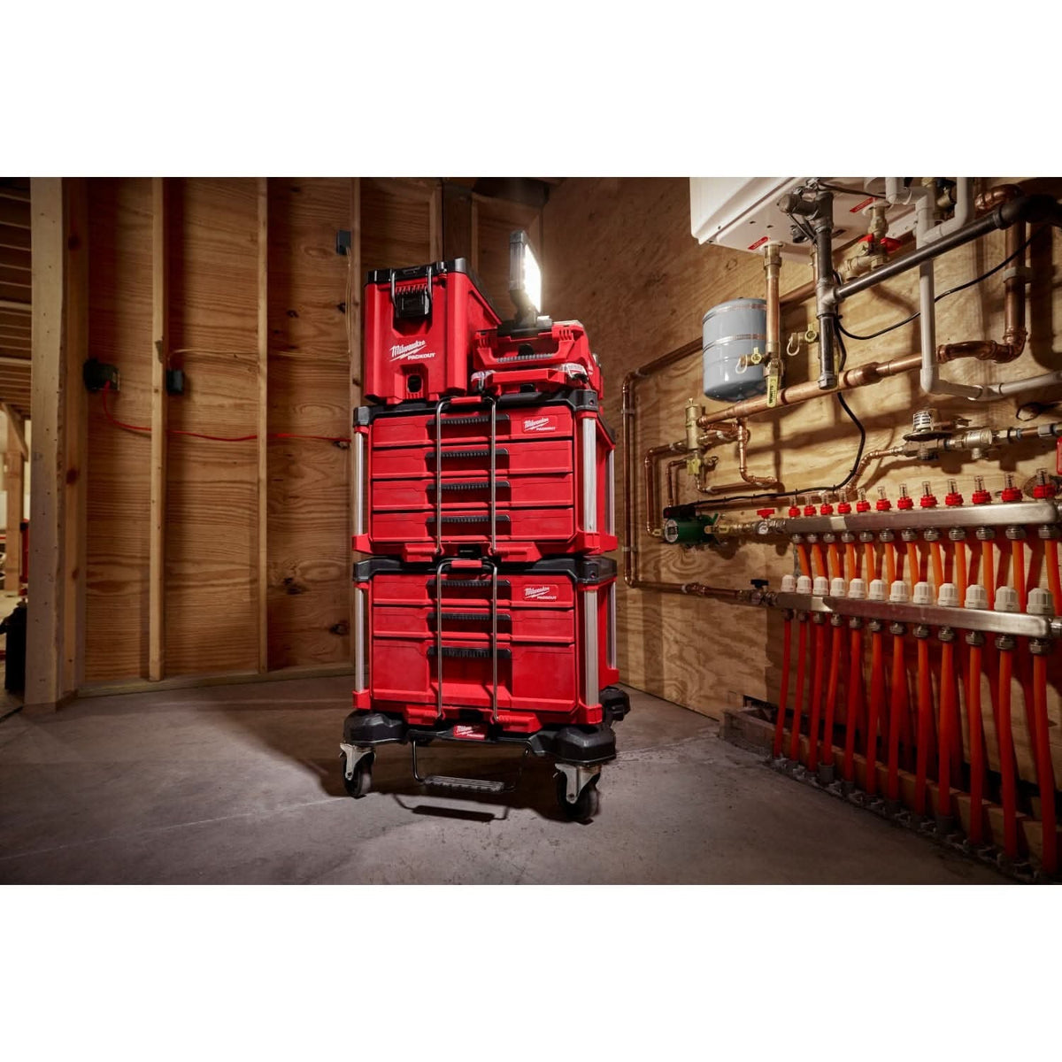 Milwaukee 48-22-8444 PACKOUT 4-Drawer Tool Box + 48-22-8431 PACKOUT Low-Profile Organizer