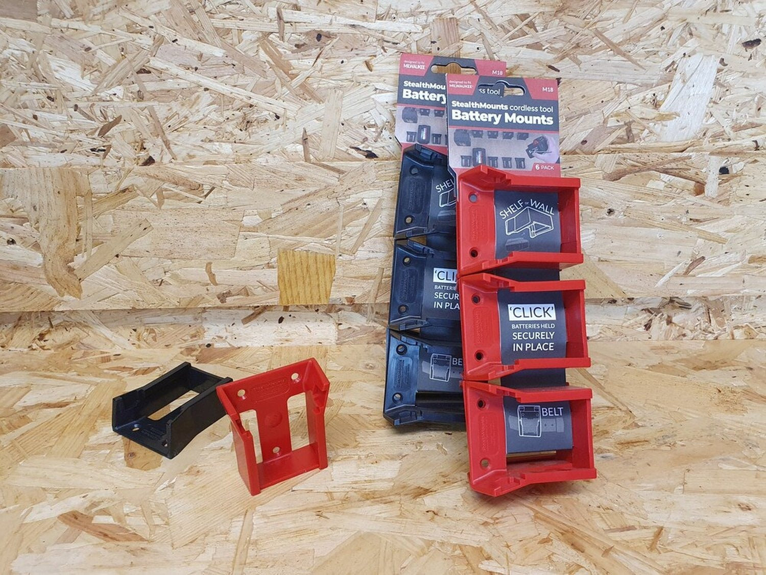 StealthMounts Battery Mounts for Milwaukee M18, 6-Pack