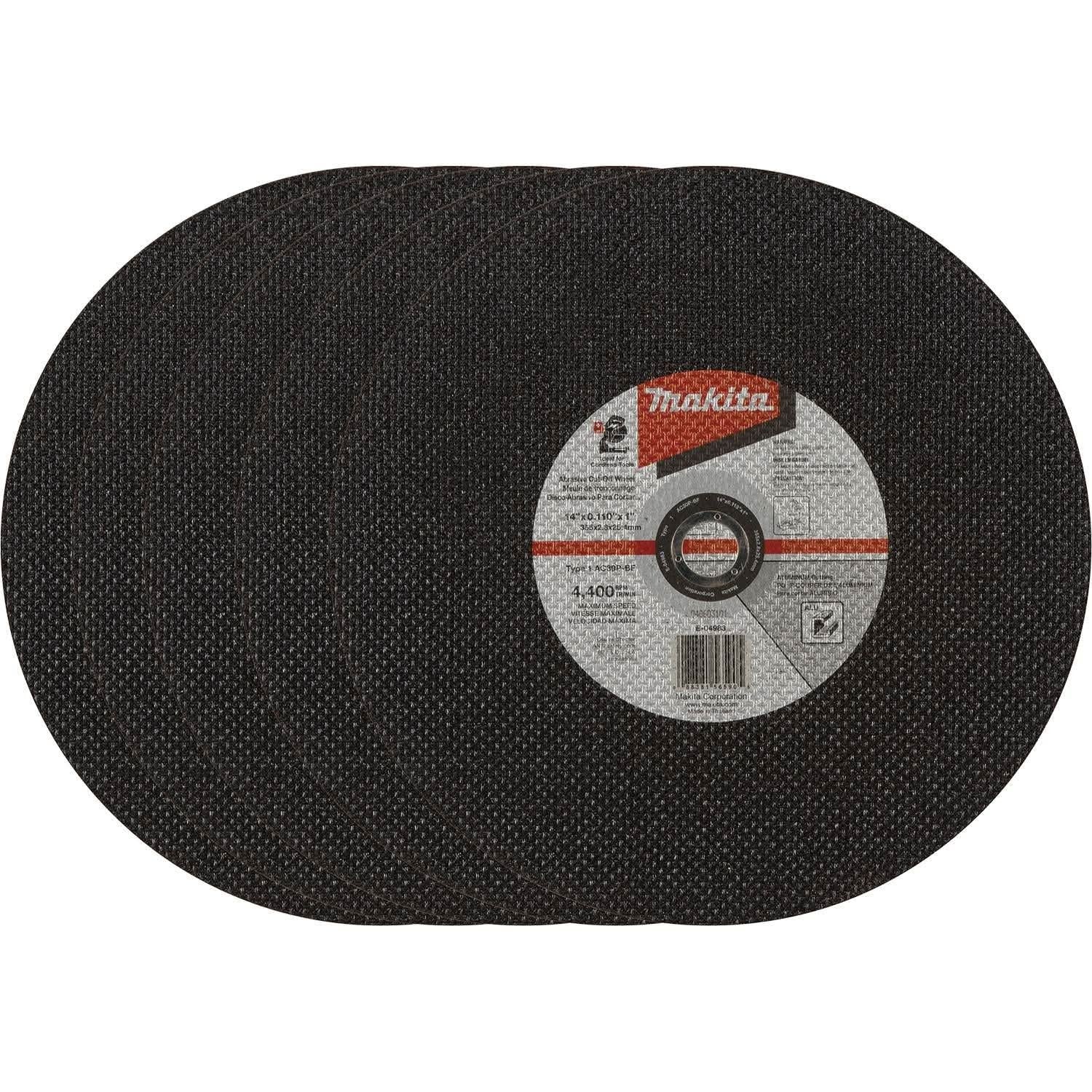 Makita E-04983-5 14" x .110" x 1" Type 1 30 Grit Thin Cut-Off Wheel for Aluminum Cutting, 5/pk