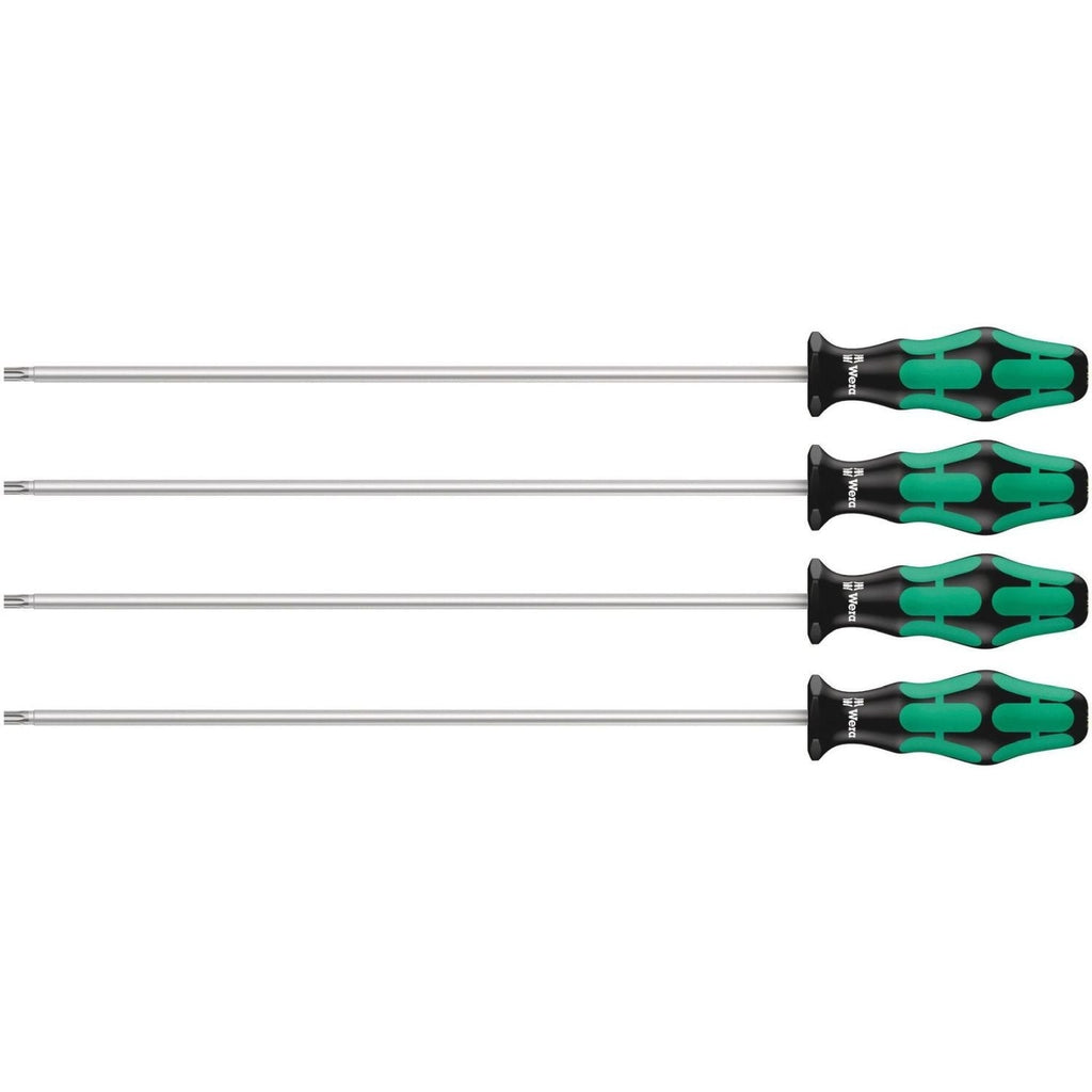 Wera 367/4 Torx Hf Kraftform Plus Screwdriver Set With Holding Function And 300-mm.-Long Blades, 4-Pieces