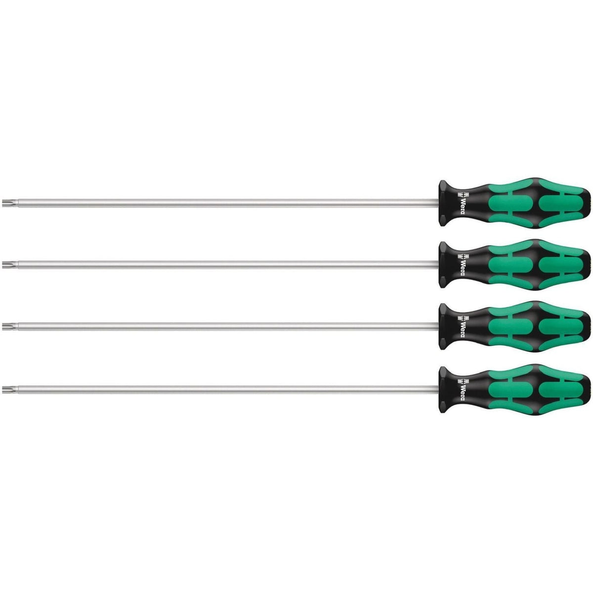 Wera 367/4 Torx Hf Kraftform Plus Screwdriver Set With Holding Function And 300-mm.-Long Blades, 4-Pieces