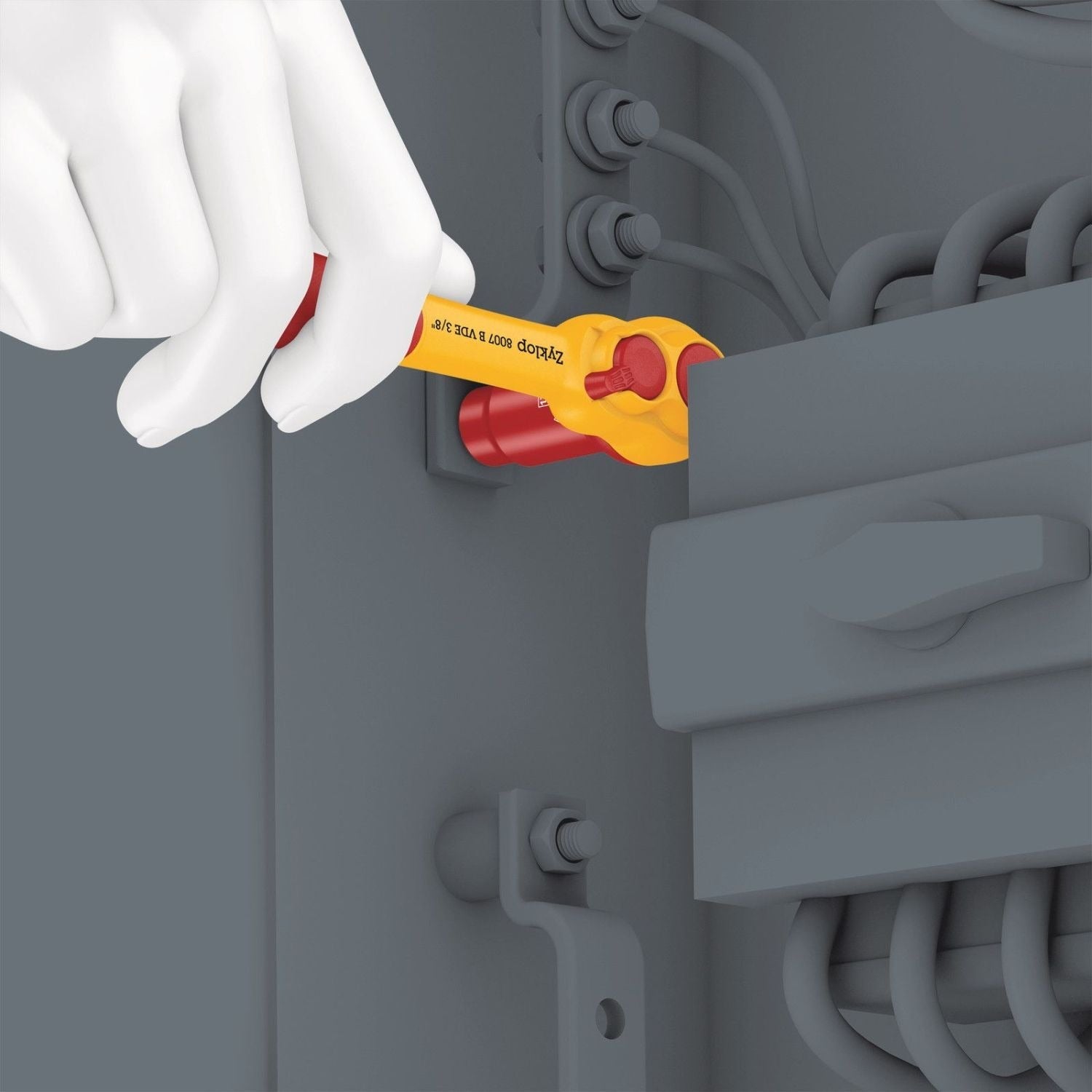 Wera 8007 B VDE Zyklop Ratchet, Insulated, With Switch Lever, With 3/8-in. Drive, 3/8-in.x222-mm.