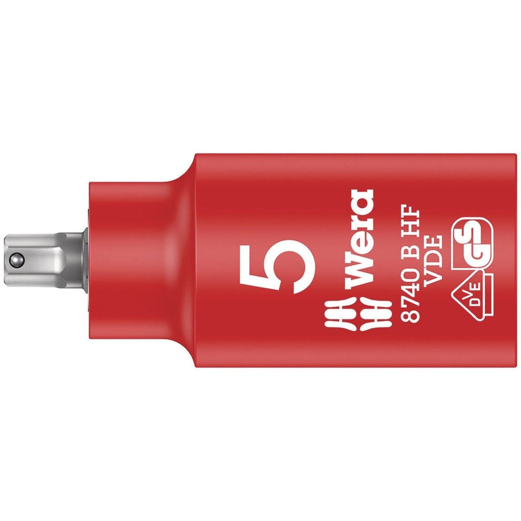 Wera 8740 B VDE Hf Zyklop Hex Bit Socket, Insulated, With Holding Function, 3/8-in. Drive, 5x55-mm.