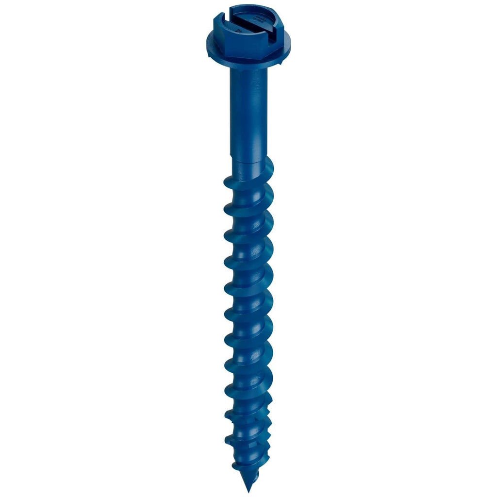 Simpson Strong-Tie TNT18214H Titen Turbo, 3/16-in. x 2-1/4-in. Hex-Head Concrete and Masonry Screw, Blue, 100-Pack