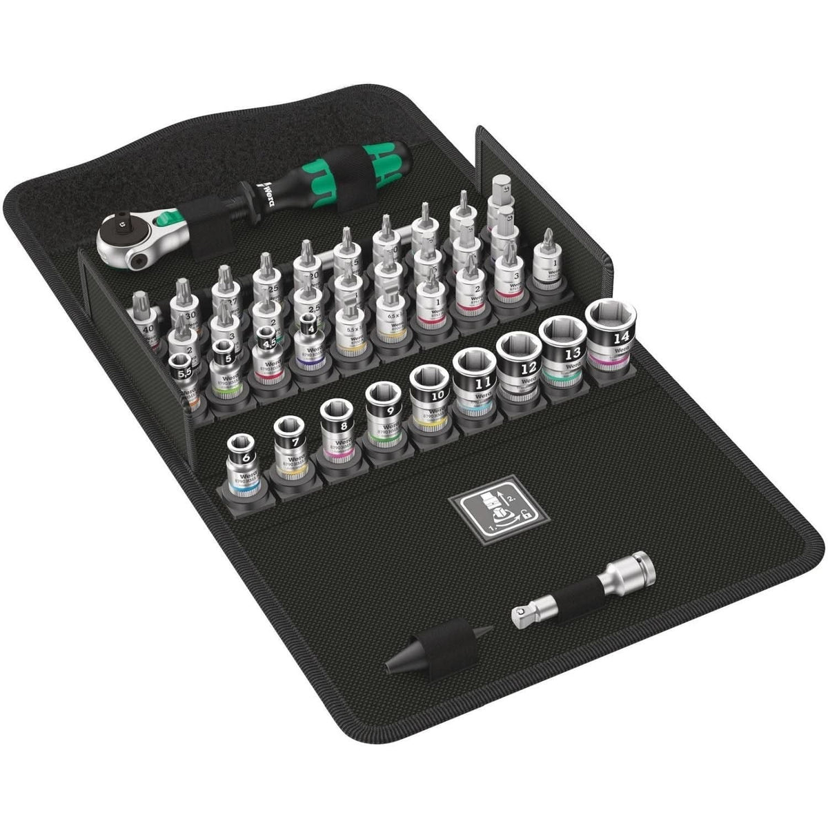 Wera 8100 Sa All-in Zyklop Speed Ratchet Set, 1/4-in. Drive, With Holding Function, Metric, 42-Pieces