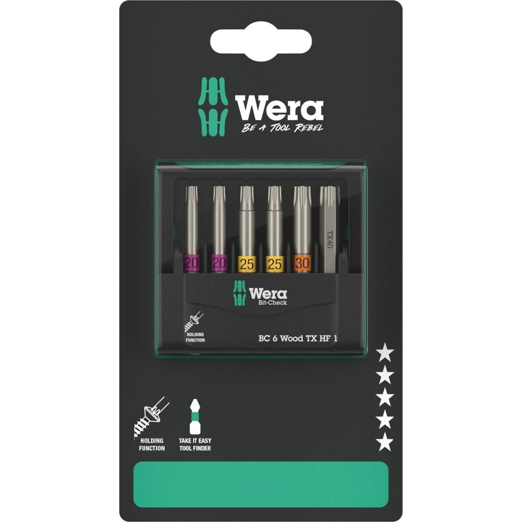 Wera Bit-Check 6 Wood Torx Hf 1 SB, 6-Pieces