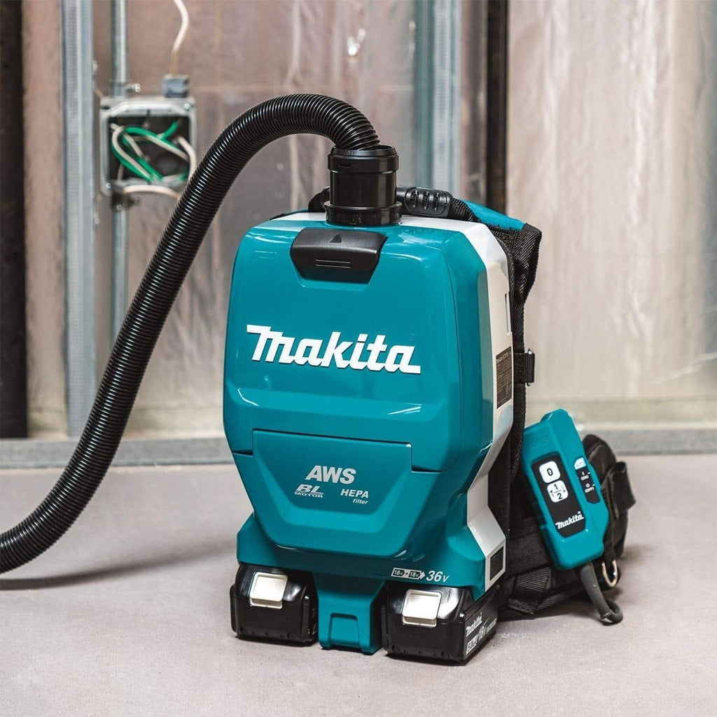 Makita XCV10PTX 36V (18V X2) LXT Brushless 1/2 Gallon HEPA Filter Backpack Dry Dust Extractor Kit, AWS Capable (5.0Ah)