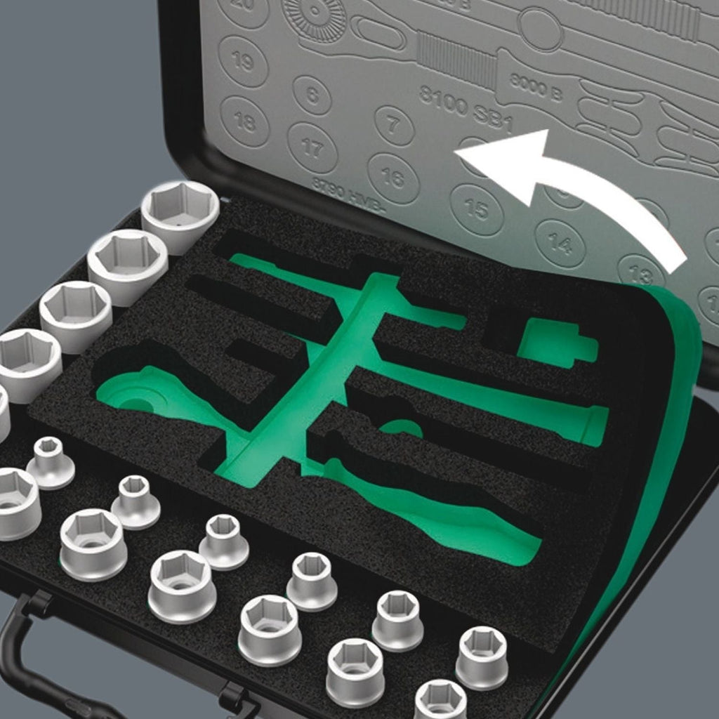 Wera 8100 Sc 4 Zyklop Speed Ratchet Set, 1/2-in. Drive, Imperial, 38-Pieces