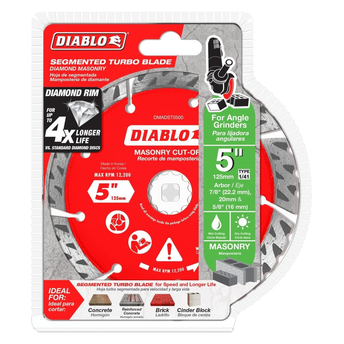 Diablo DMADST0500 5 Inch Diamond Segmented Turbo Cut-Off Discs for Masonry
