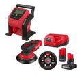 Milwaukee 2584-22CX M12 FUEL 6" Random Orbital Sander (3/32") with Compact Tire Inflator 2.5Ah / 5.0Ah Combo Kit