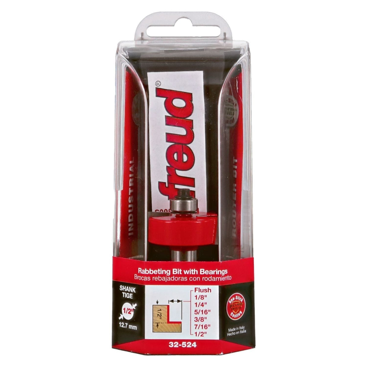 Freud 32-524 flush, 1/8",1/4",5/16",3/8",7/16",1/2-Inch Depth Rabbeting Router Bit with Bearings