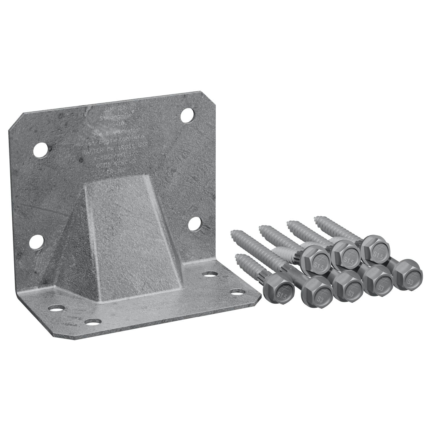 Simpson Strong-Tie HGA10KTHDG HGA Hot-Dip Galvanized Hurricane Gusset Angle with SDS Screws, 10-Pack