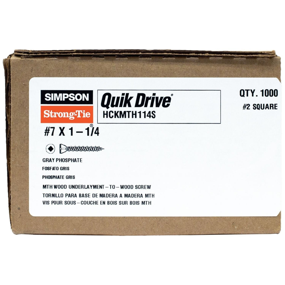 Simpson Strong-Tie HCKMTH114S Strong-Drive MTH Wood Underlayment Screw (Collated), #7 x 1-1/4-in. Gr. Phosphate, 1000-Pack