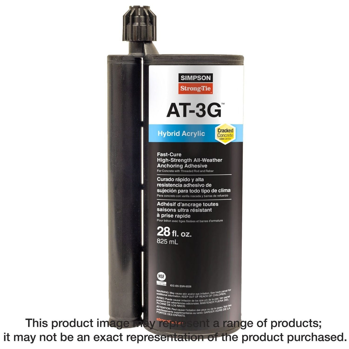 Simpson Strong-Tie AT3G30 AT-3G 28-oz. High-Strength Acrylic Anchoring Adhesive Cartridge w/ Nozzle
