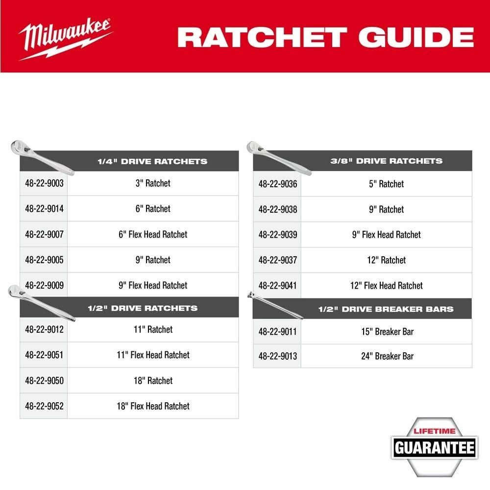 Milwaukee 48-22-9039 3/8" Drive 9" Flex Head Ratchet