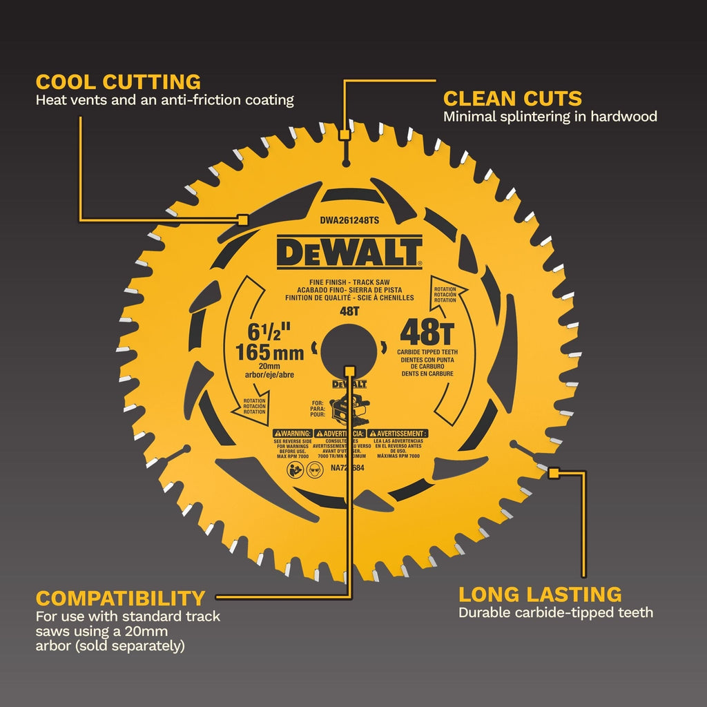 DEWALT 6-1/2-in. 48-Tooth Fine Finish Track Saw Blade (DWA261248TS)